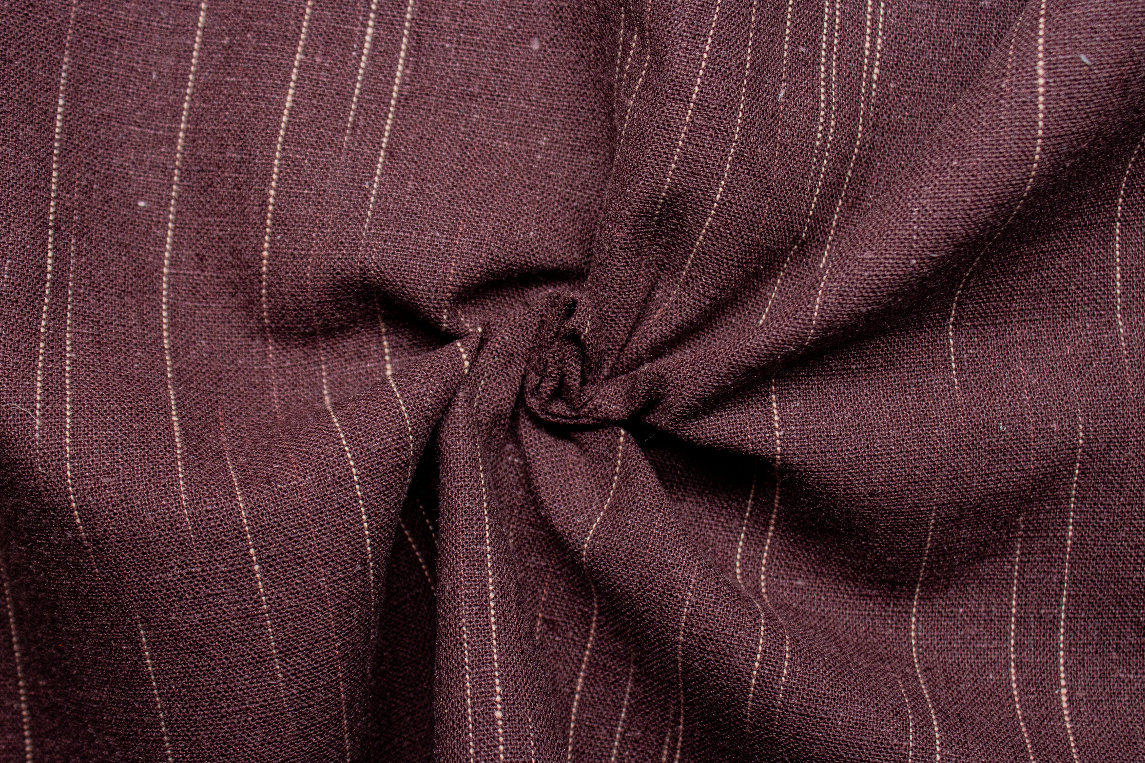 Choco Brown Slub Plain Cotton Linen Fabric
