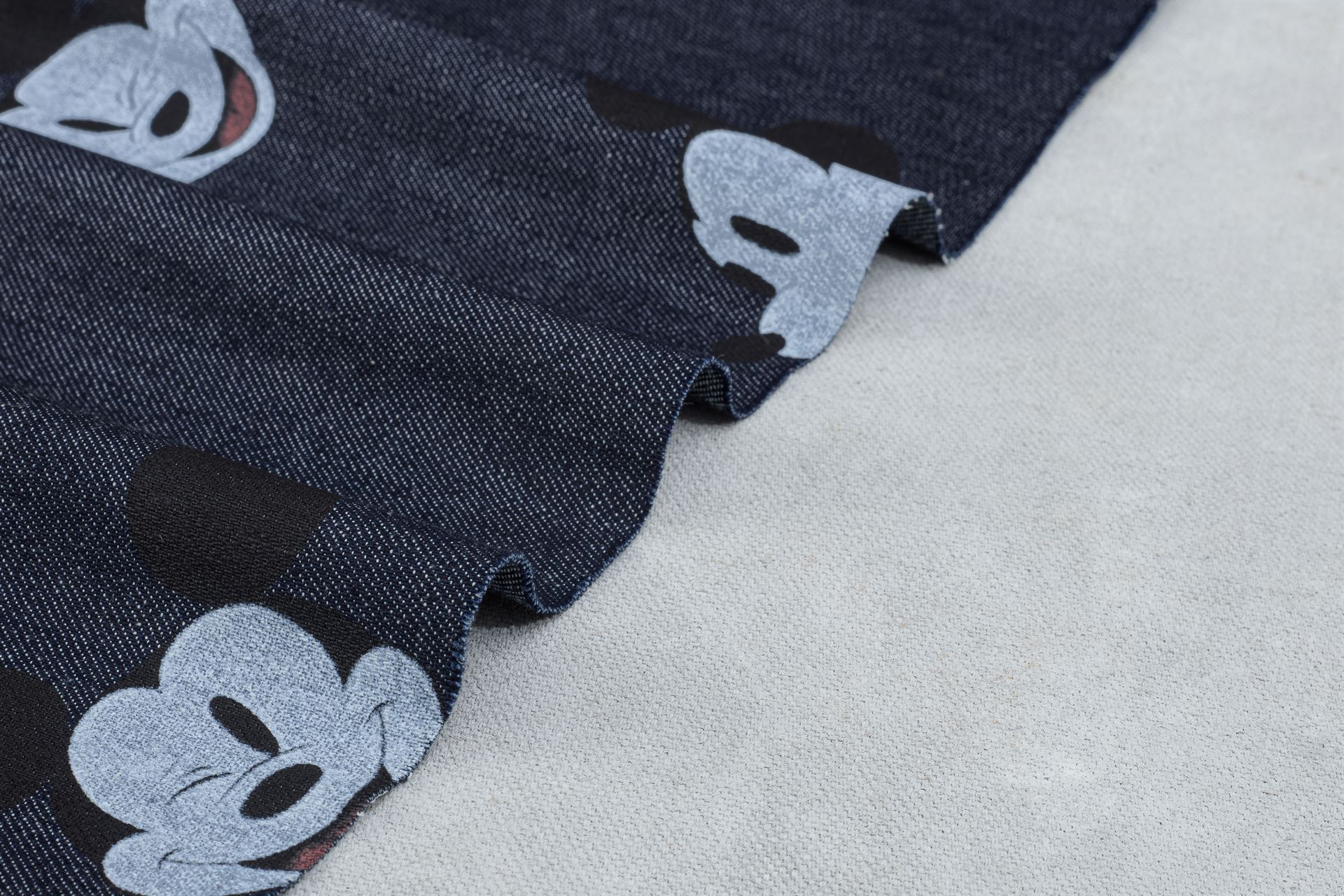 Indigo Cotton Denim Mickey Print