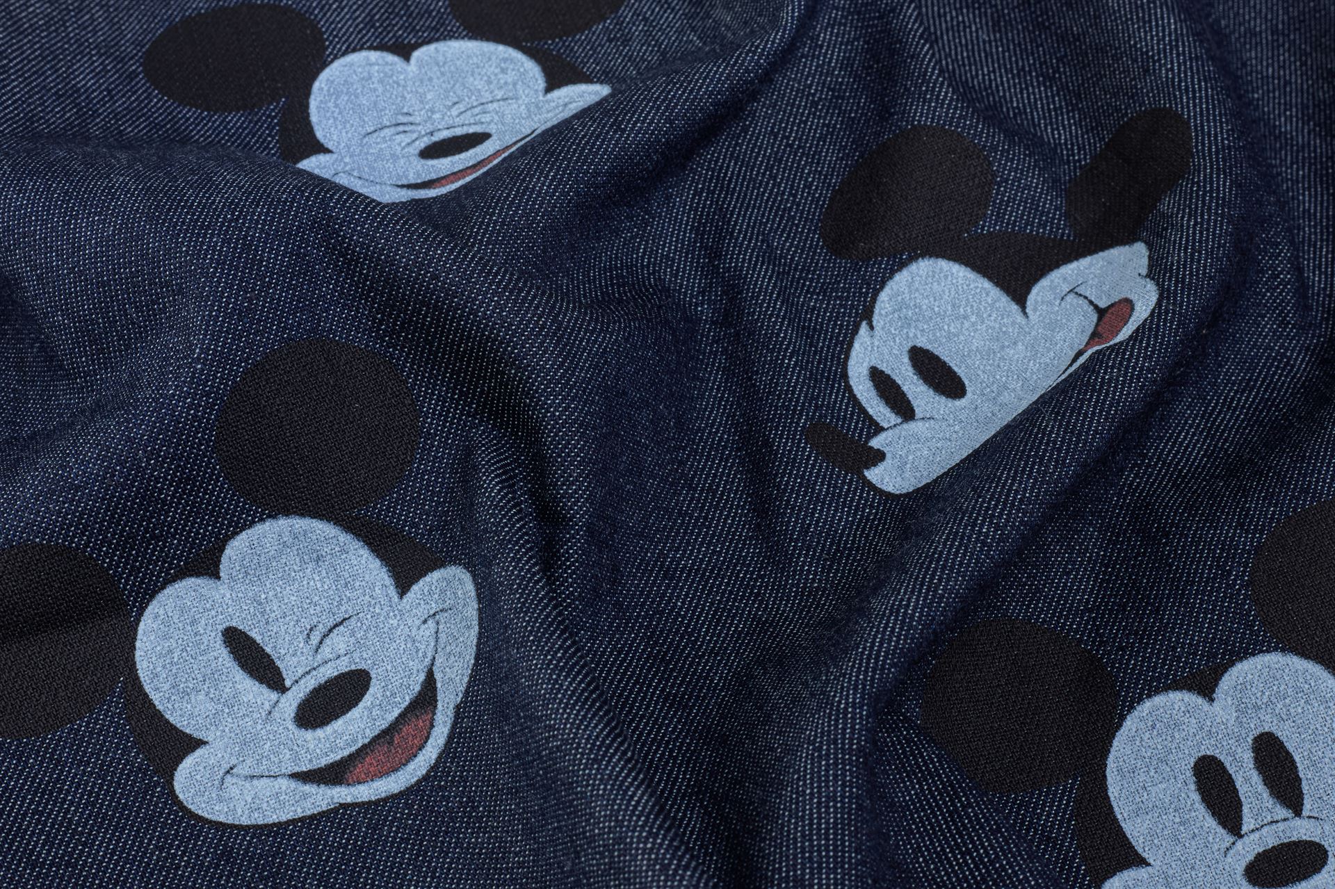 Indigo Cotton Denim Mickey Print