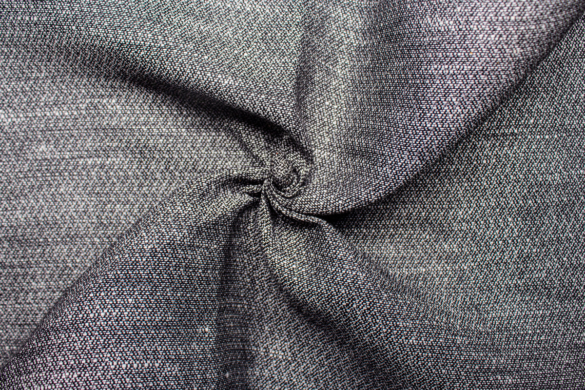 Black Jacquard Cotton Denim Linen Fabric