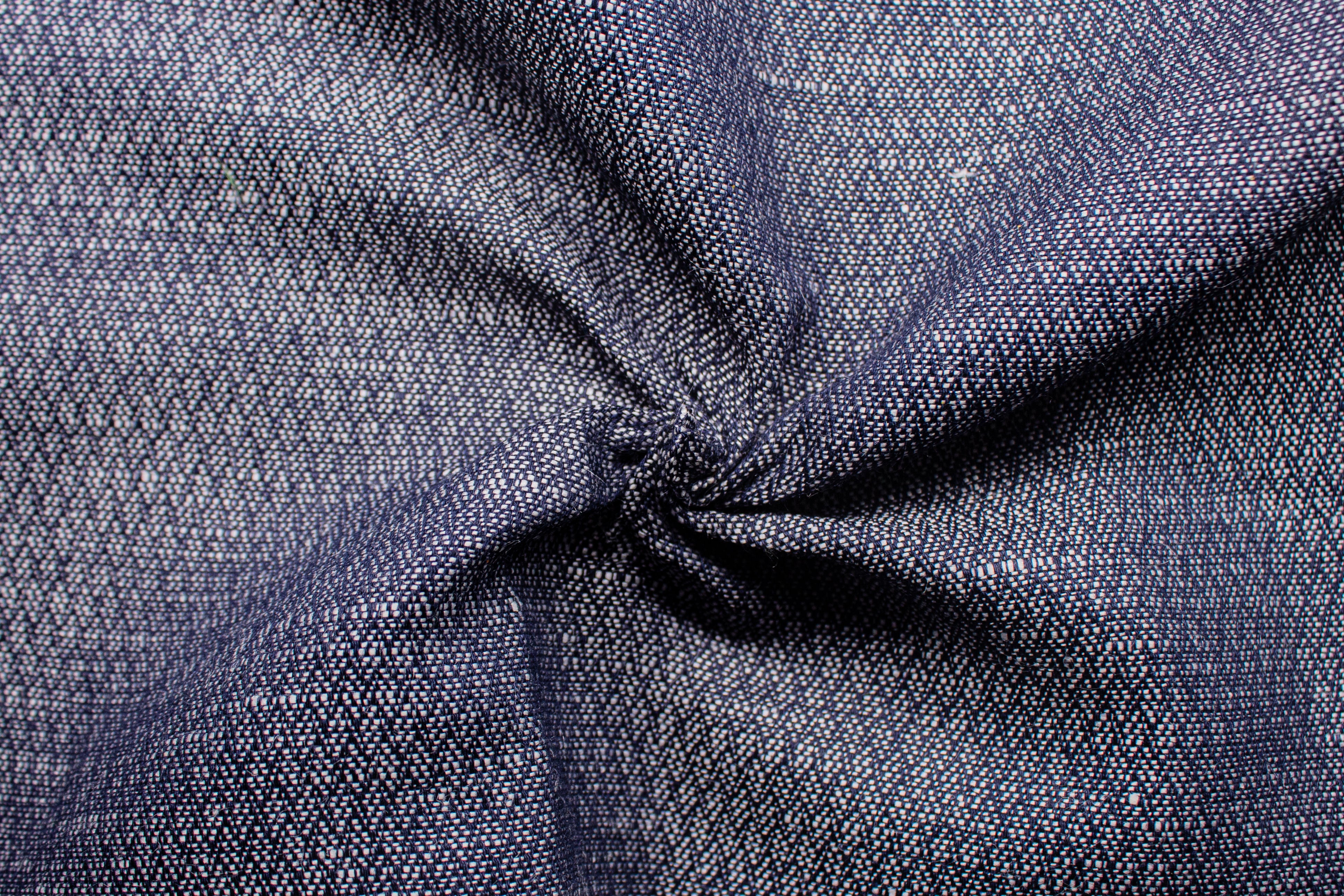 Indigo Jacquard Cotton Denim Linen Fabric