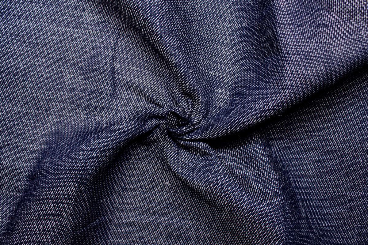 Indigo Jacquard Cotton Denim Linen Fabric