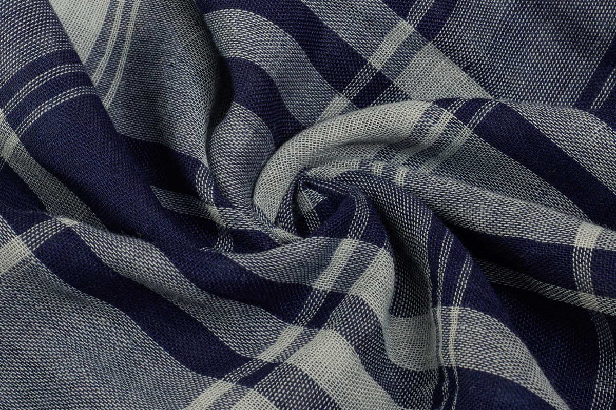 Indigo Blue Reversible Double Cloth Fabric