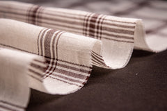 Cream & Brown Cambric Crush Check Cotton Fabric