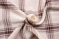 Cream & Brown Cambric Crush Check Cotton Fabric