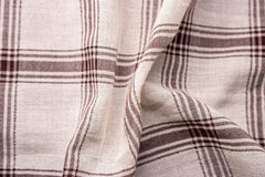 Cream & Brown Cambric Crush Check Cotton Fabric