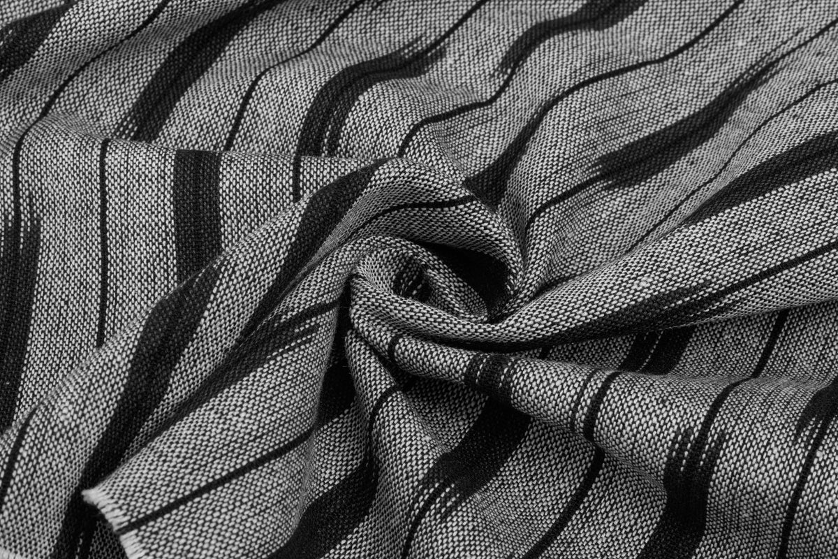 Grey & Black Handloom Ikat Cotton Fabric