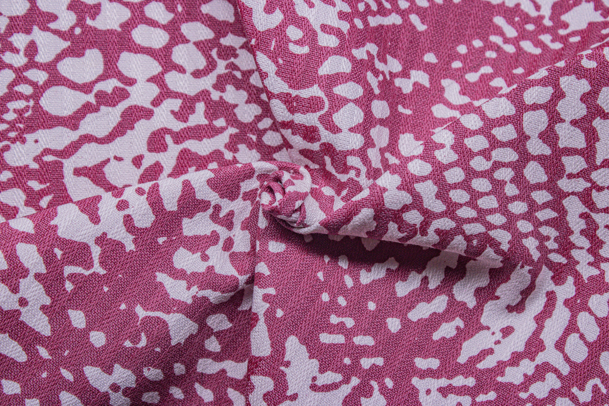 Maroon & White on Self Dobby Snake Print Cotton Fabric