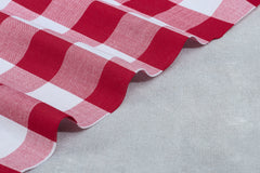 White & Red Tom Tom Tom Tom Check Cotton Fabric