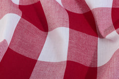 White & Red Tom Tom Tom Tom Check Cotton Fabric