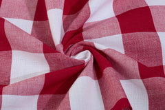 White & Red Tom Tom Tom Tom Check Cotton Fabric