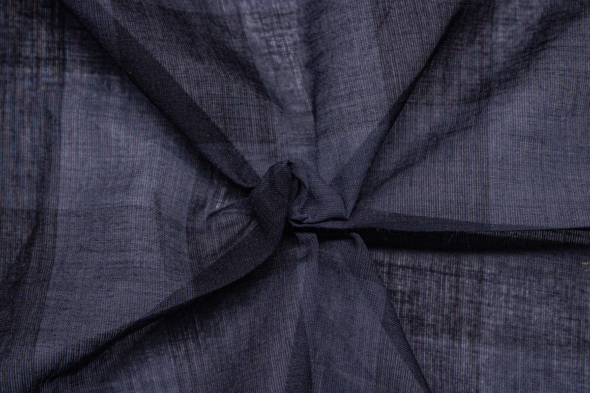 Black & Grey Voile Tom Tom Check Cotton Fabric
