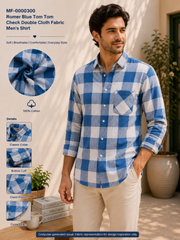 Romer Blue Tom Tom Check Double Cloth Fabric