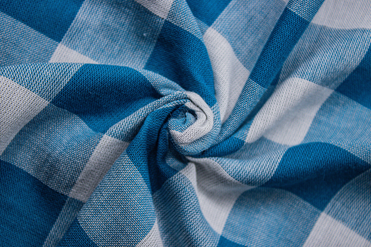 Romer Blue Tom Tom Check Double Cloth Fabric