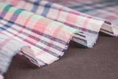 Light Green High Twist Crepe Check Cotton Fabric