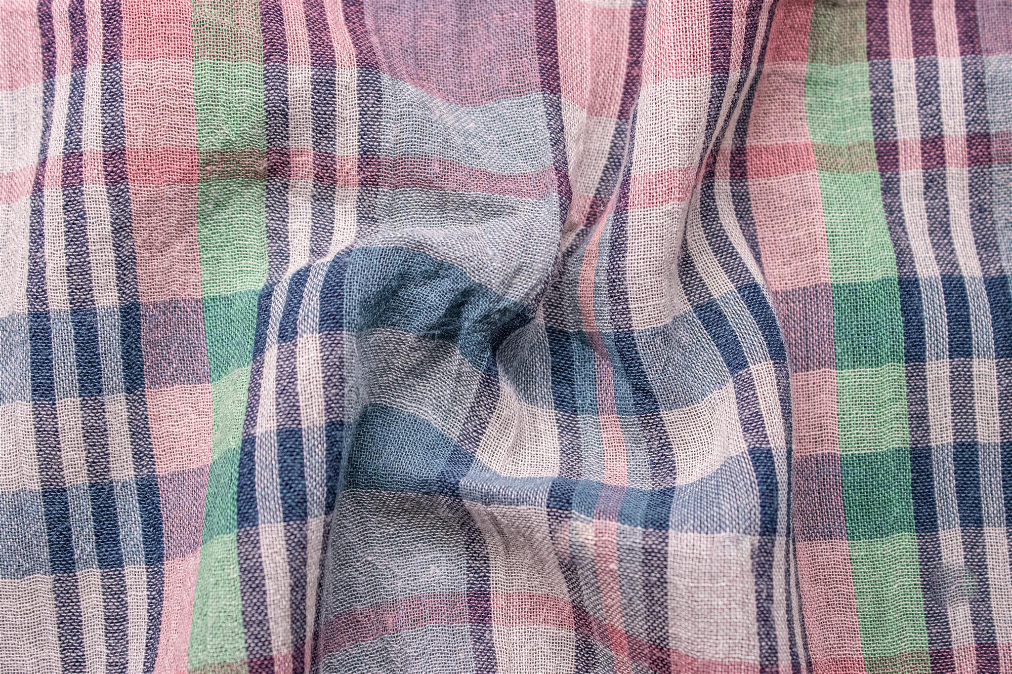 Light Green High Twist Crepe Check