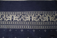 Indigo Engineering Floral Border Denim Fabric
