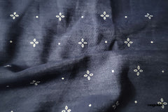 Indigo Engineering Floral Border Denim Fabric
