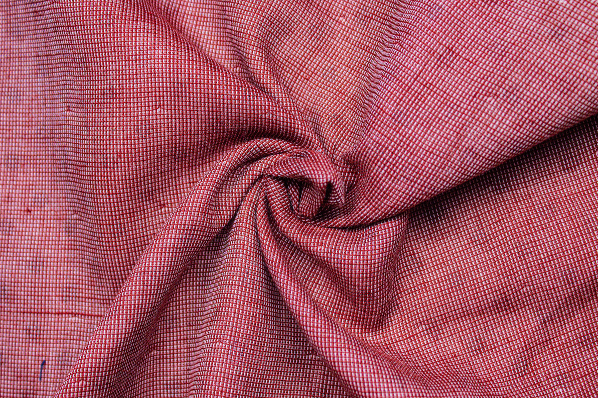 Maroon Fil-A-Fil Print Reversible Double Cloth Fabric