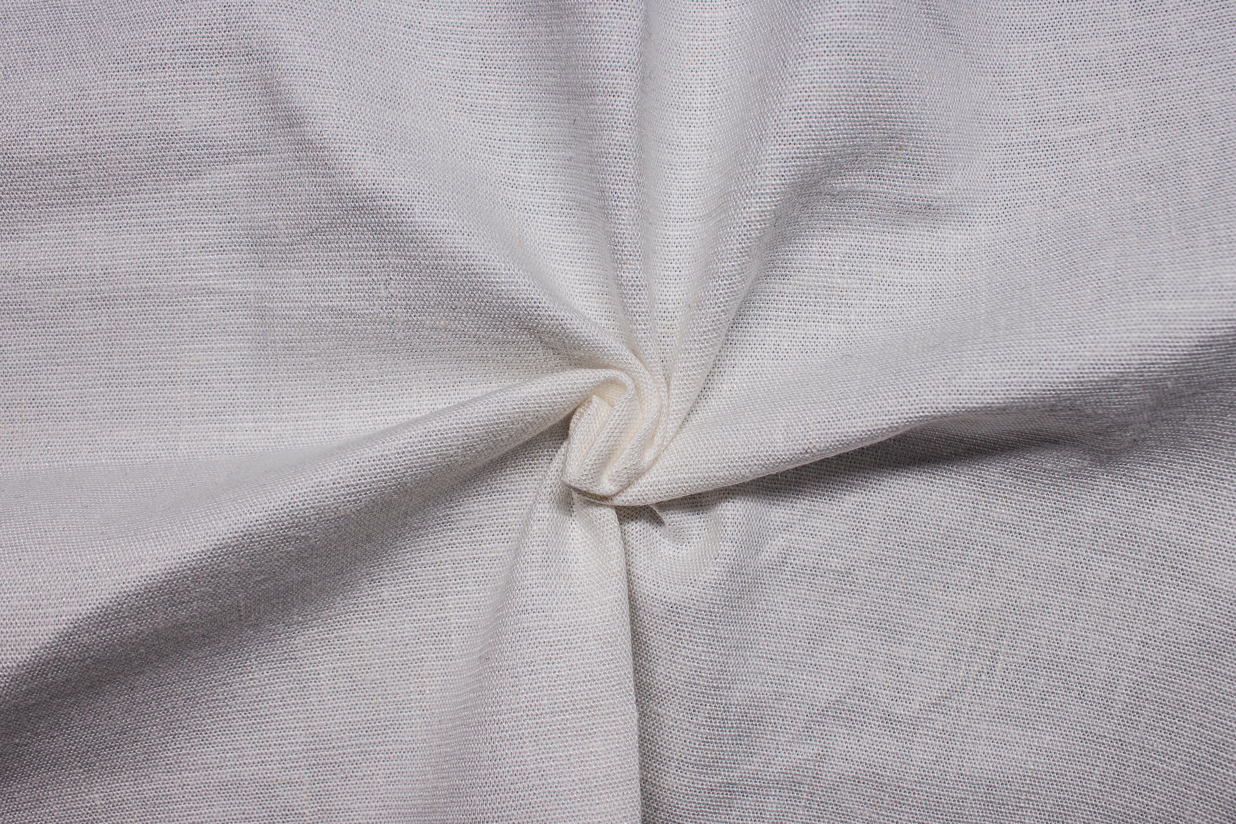 Off White Lycra Plain Cotton Linen Fabric