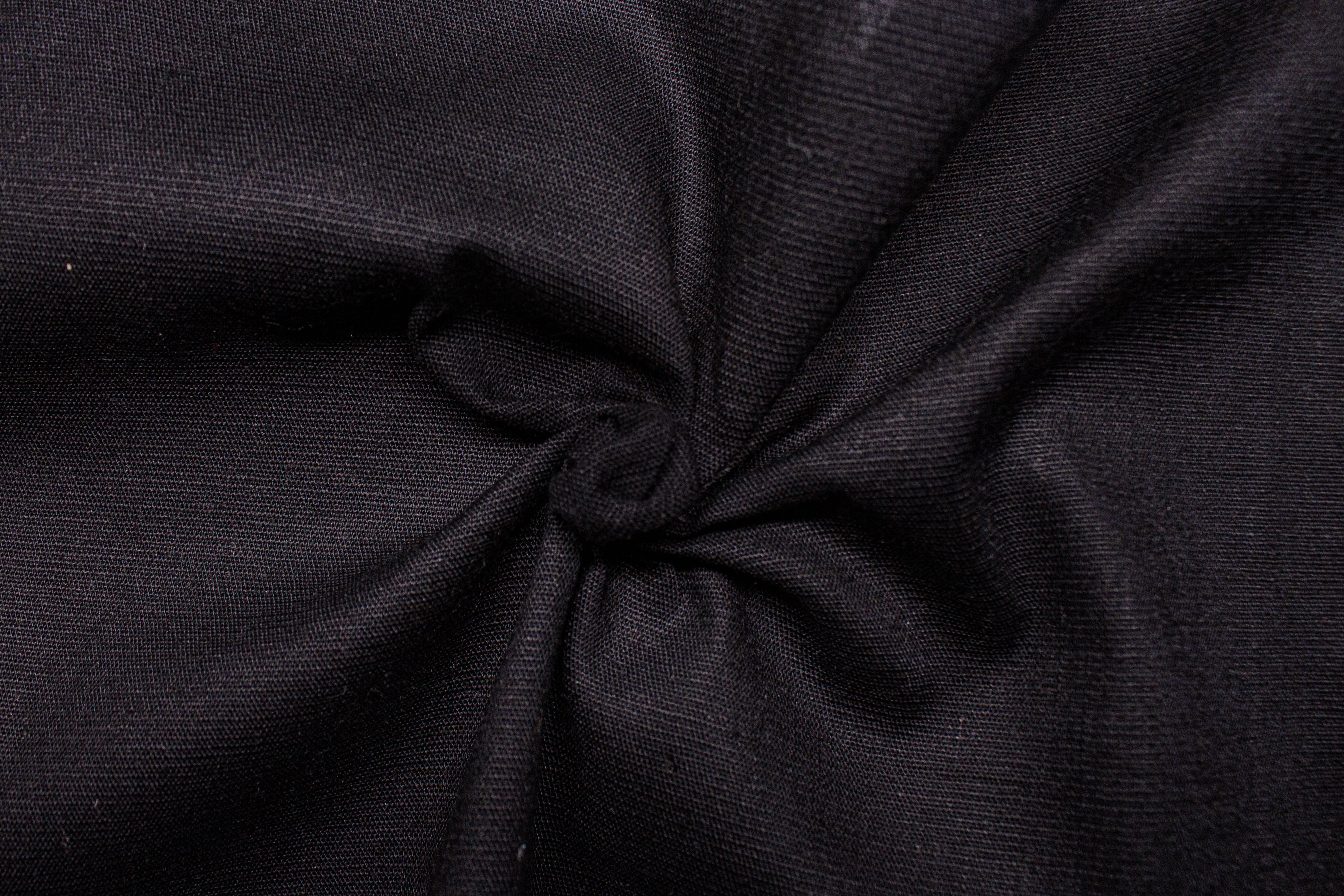 Black Lycra Plain Cotton Linen Fabric