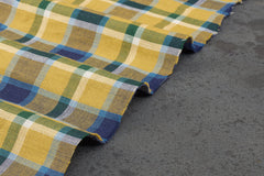 Yellow & Blue Check Double Cloth Fabric