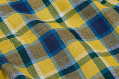 Yellow & Blue Check Double Cloth Fabric