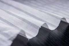 White & Steel Grey Seersucker Candy Stripe Cotton Fabric