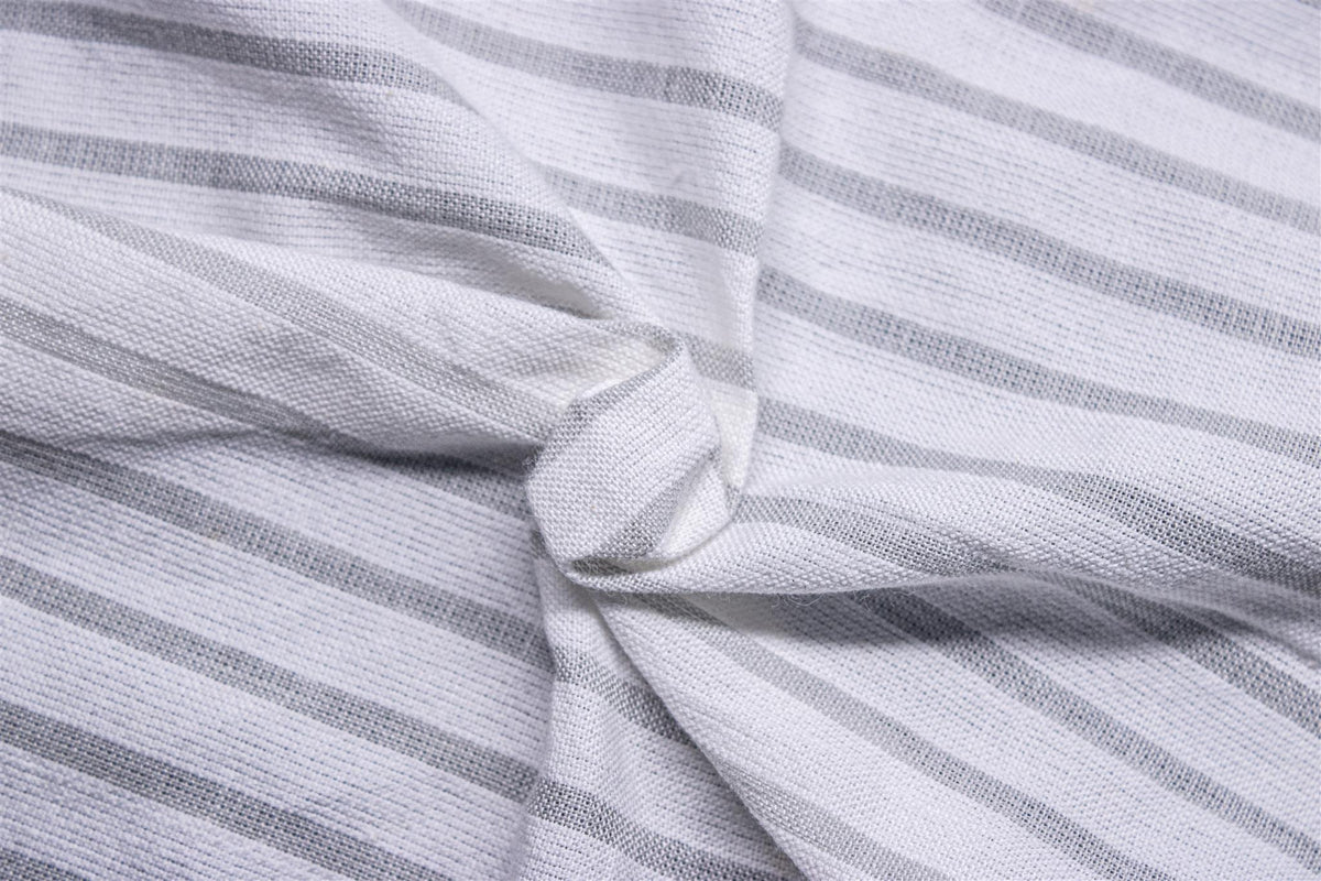 White & Steel Grey Seersucker Candy Stripe