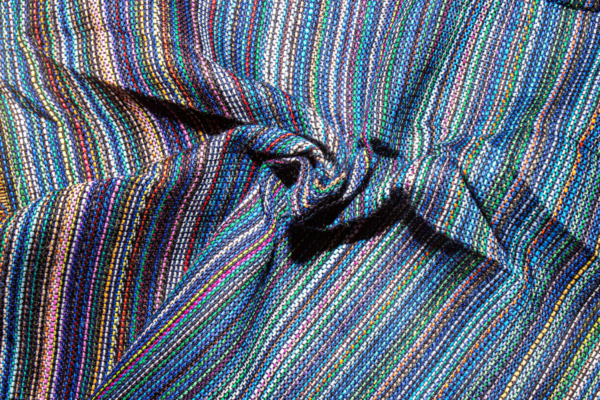 Peacock Colours Viscose Dobby Stripe Cotton Fabric