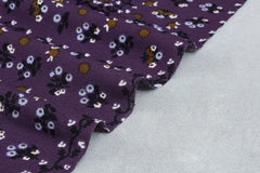 Purple Floral Print Viscose Crepe Fabric