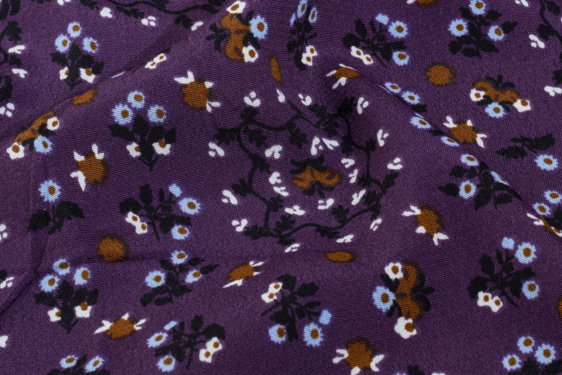 Purple Floral Viscose Crepe Print