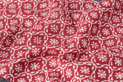Burgundy Orange Floral Print Viscose Crepe Fabric