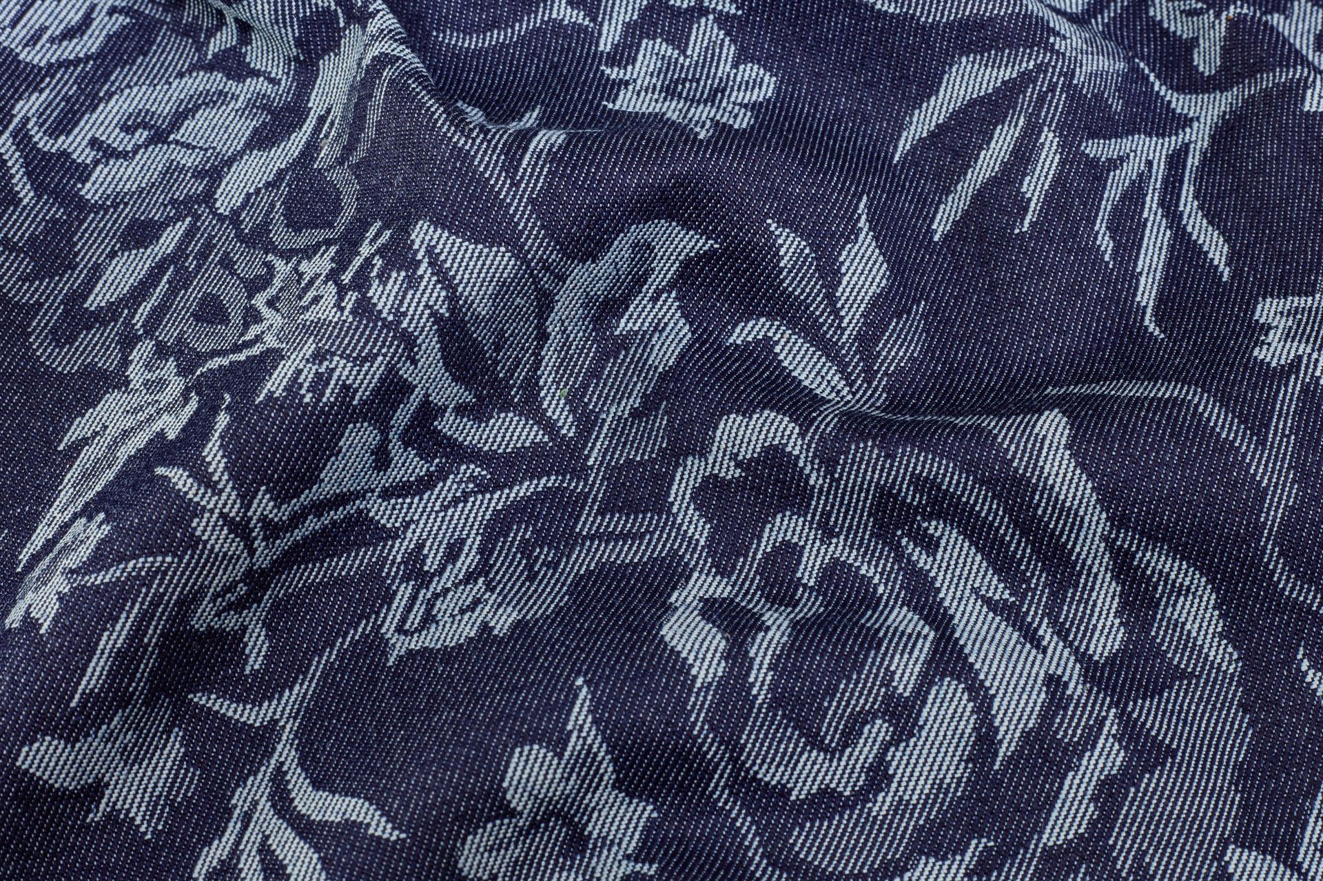 Indigo Cotton Denim Floral Jacquard Lycra