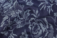 Indigo Cotton Denim Floral Jacquard Lycra