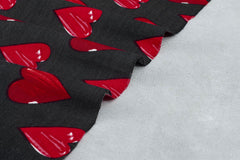 Black & Red Heart Viscose Twill Print