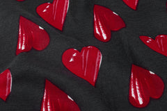 Black & Red Heart Twill Print Viscose Fabric