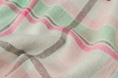 Baby Pink Cotton Twill Check Flannel Fabric