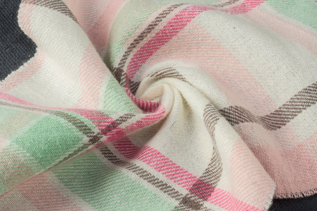 Baby Pink Cotton Twill Check Flannel Fabric