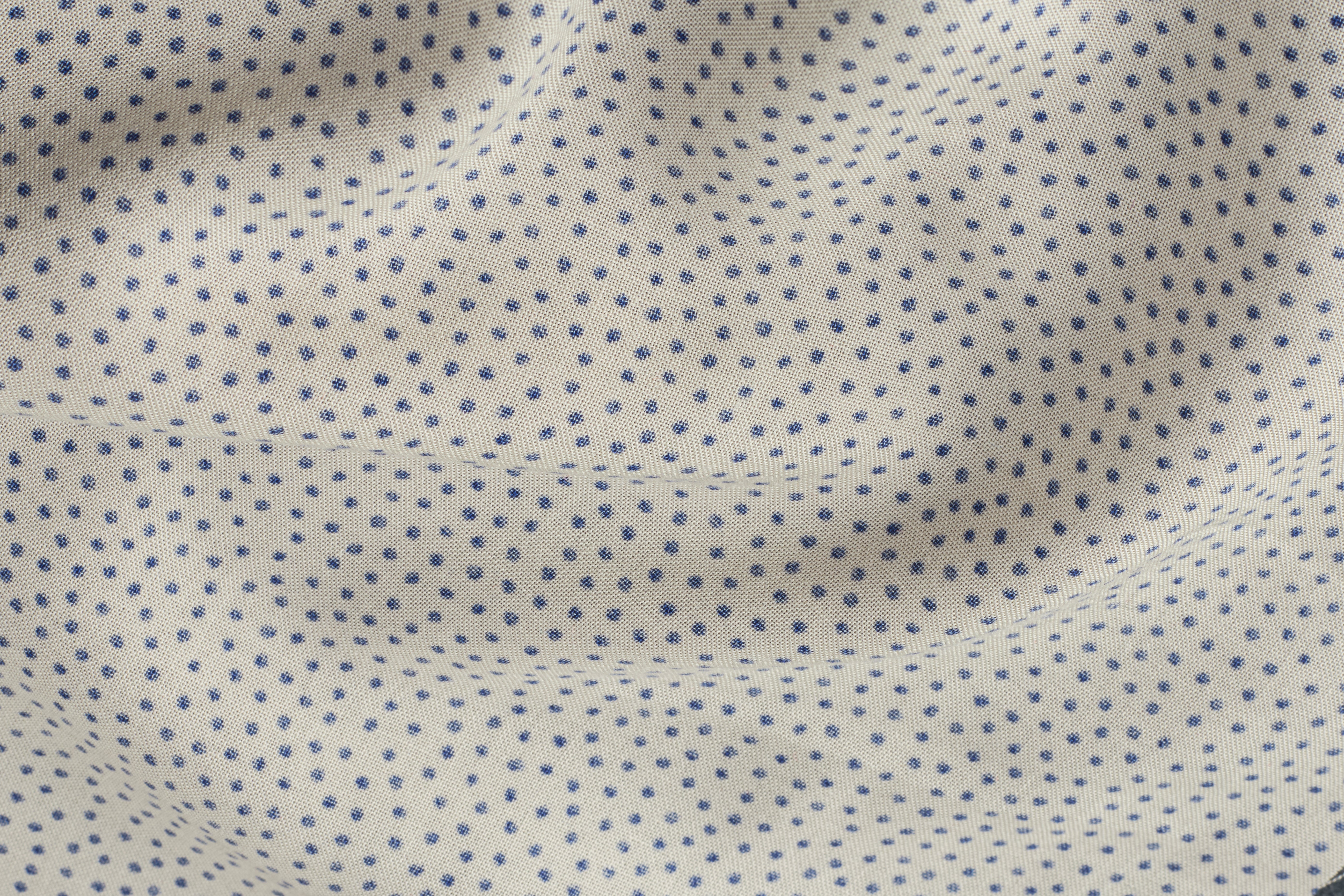 Cream & Navy Viscose Rayon Dot Print