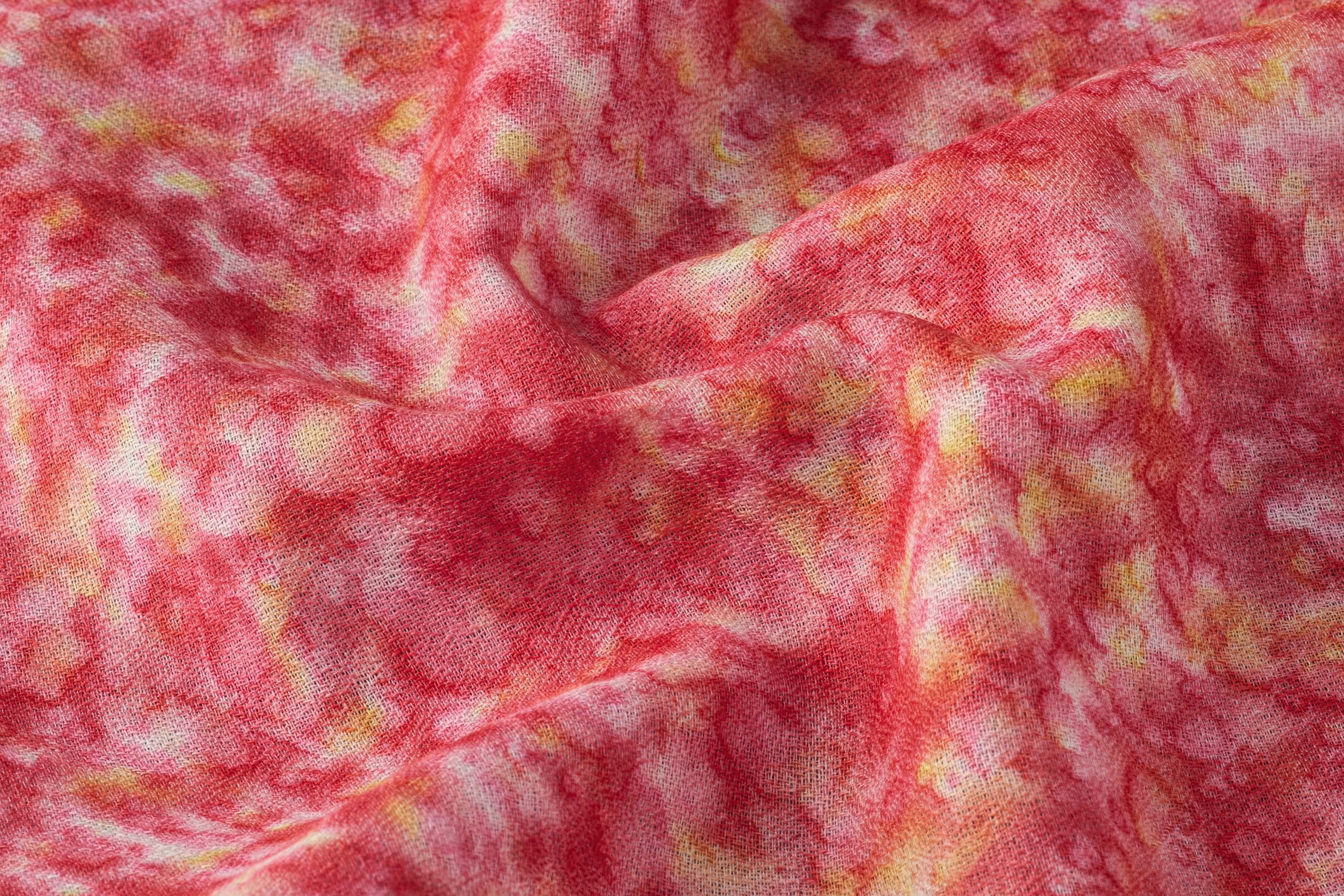 Viscose Rayon Orangish Droplet Tie Dye Print