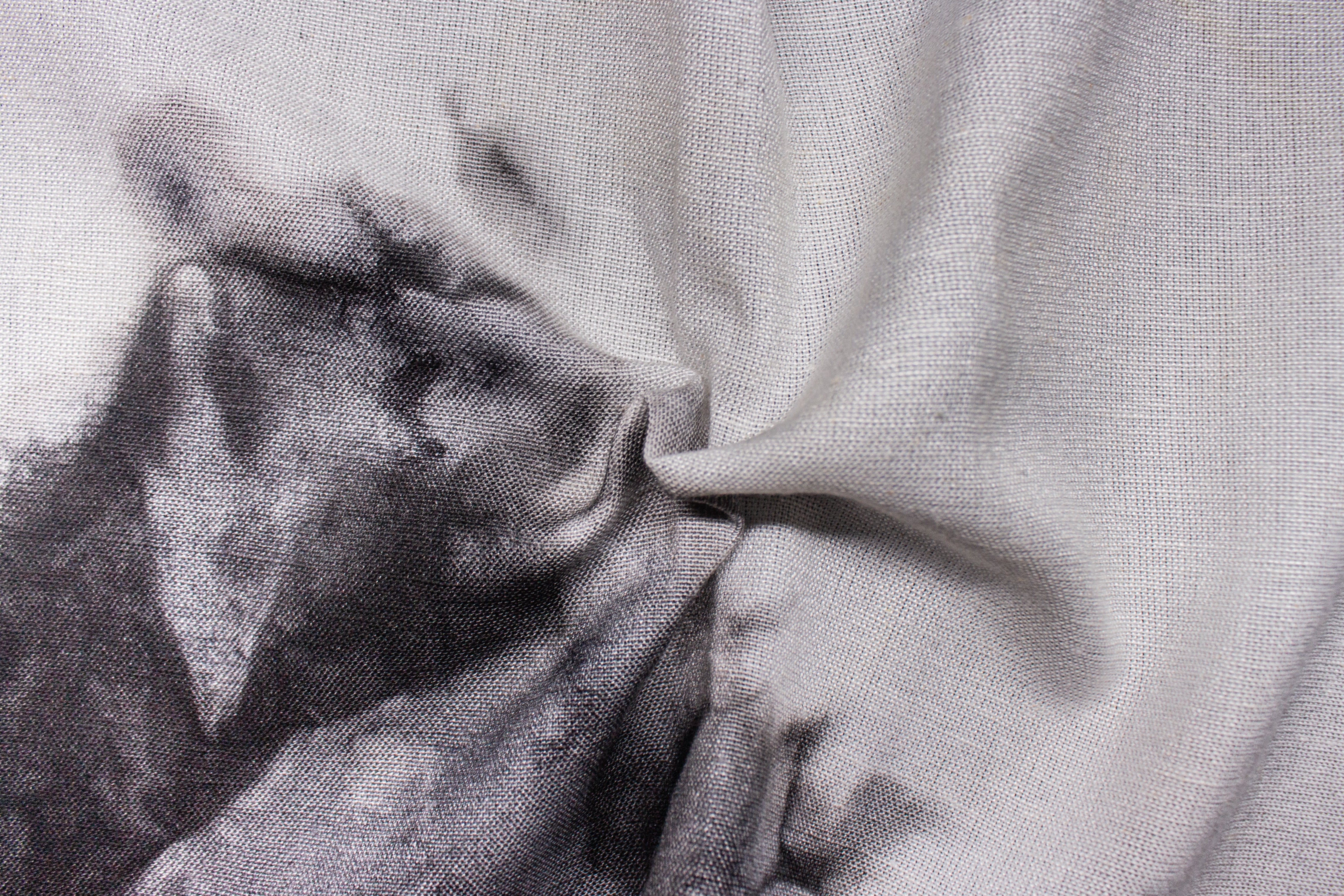 Black & White Tie Dye Print Viscose Linen Fabric