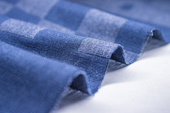 Navy Grey Geometric Engineering Reversible Double Cloth Fabric