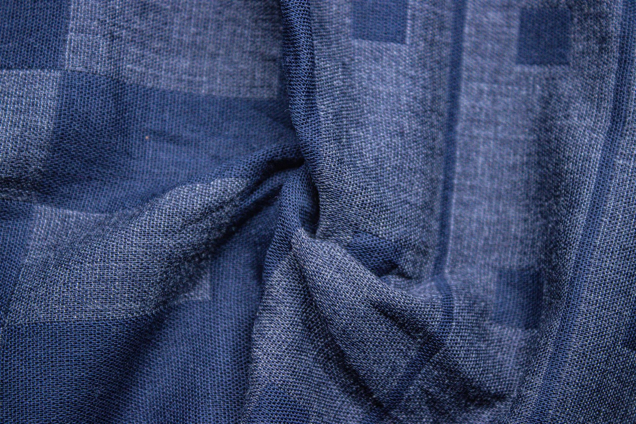 Navy Grey Geomatrical Engineering Reversible Double Cloth