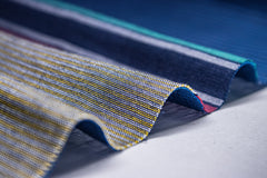 Navy Reversible Engineering Stripe Double Cloth Fabric