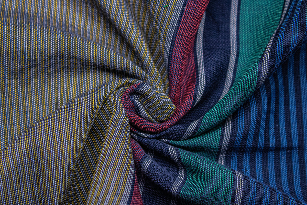 Navy Reversible Engineering Stripe Double Cloth Fabric