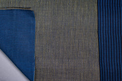 Navy Reversible Engineering Stripe Double Cloth Fabric