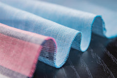 Light Blue Engineering Stripe Reversible Double Cloth
