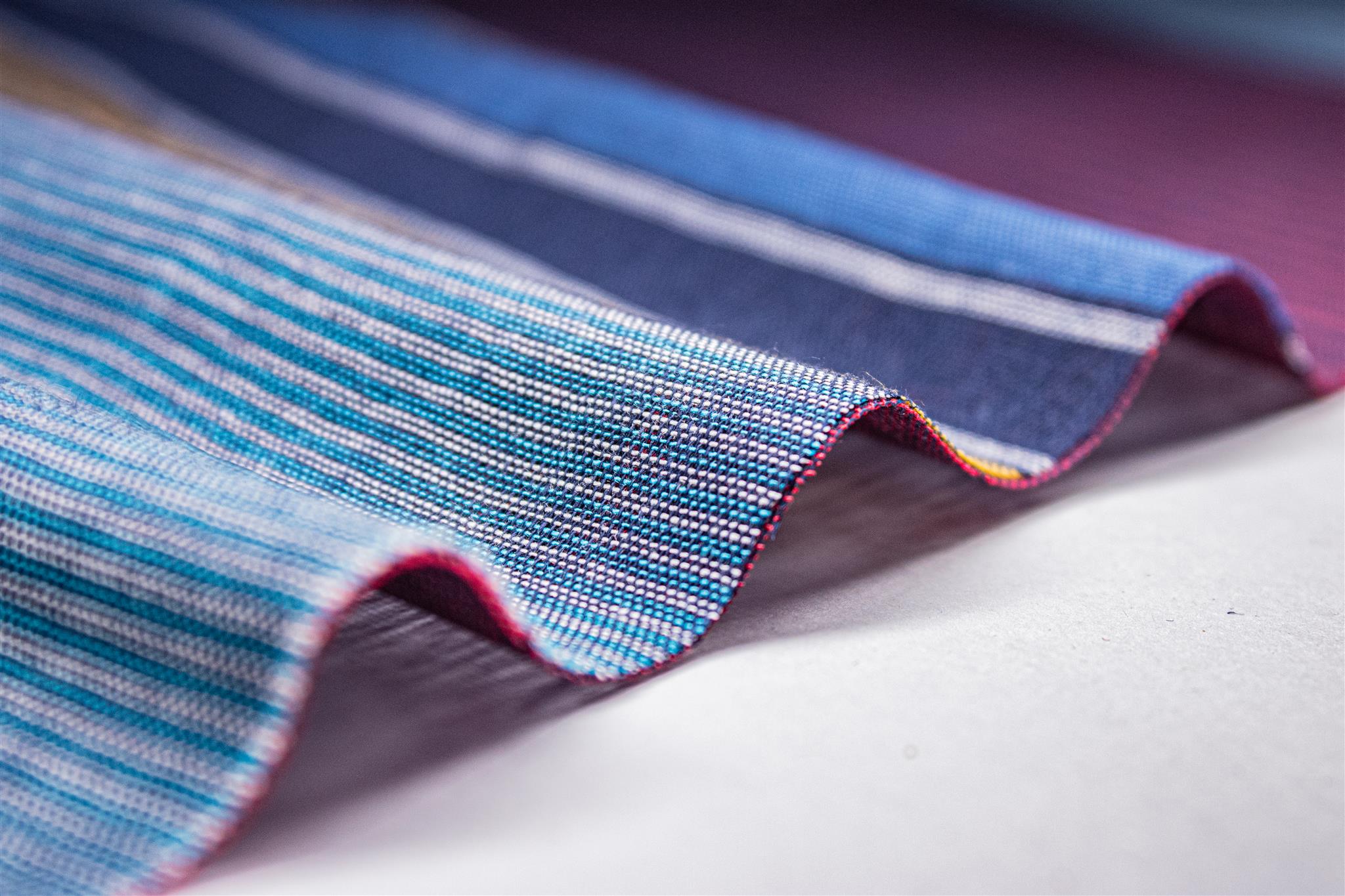 Romar Blue Engineering Stripe Reversible Double Cloth