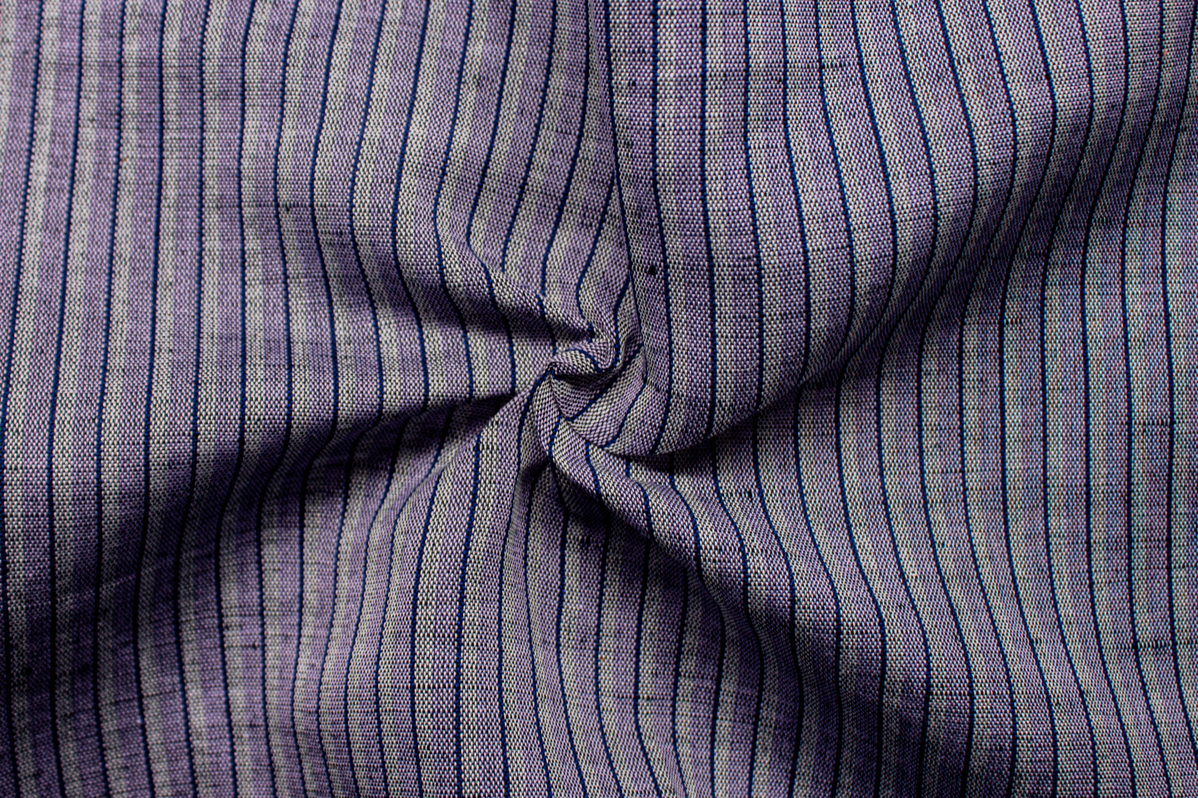 Purple & Blue Stripe Cotton Linen Fabric